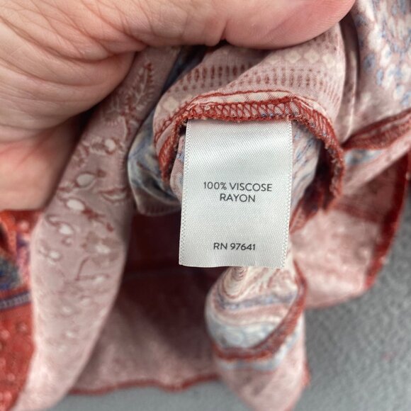 J Jill Top Womens 2X Plus Brown Multi Floral Paisley Long Raglan Sleeve Tunic - Picture 6 of 10